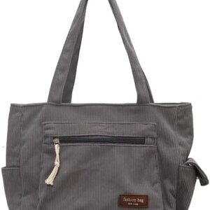 Women Corduroy Tote Bag Large Multi Pockets Casual Shoulder Bag for Work Travel